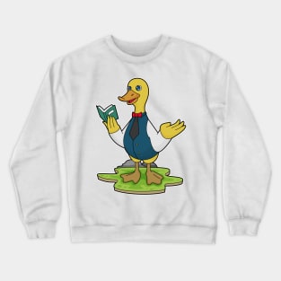 Duck as Teacher with Book Crewneck Sweatshirt